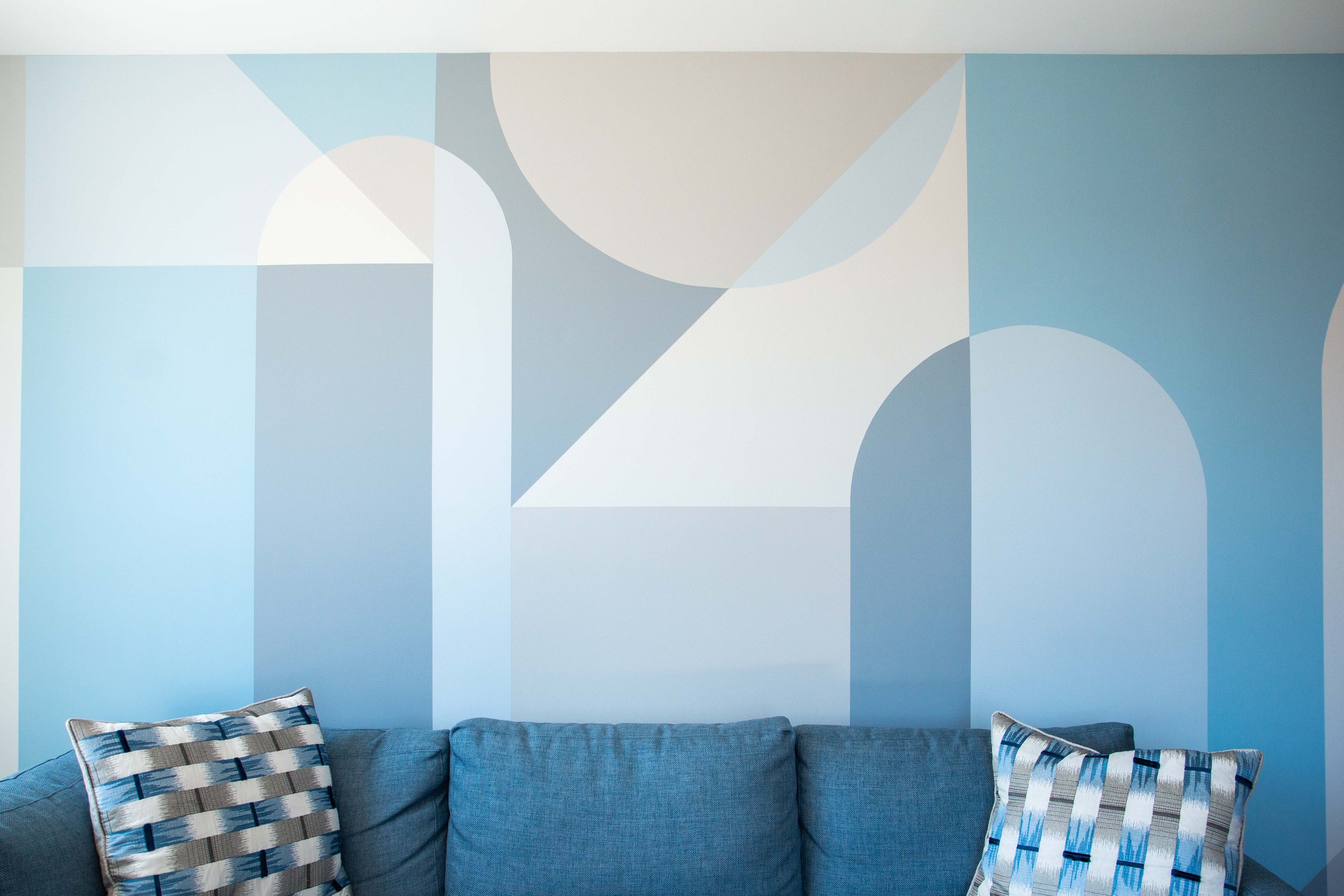 Blue Geometric Living Room - Upper West Side, NYC