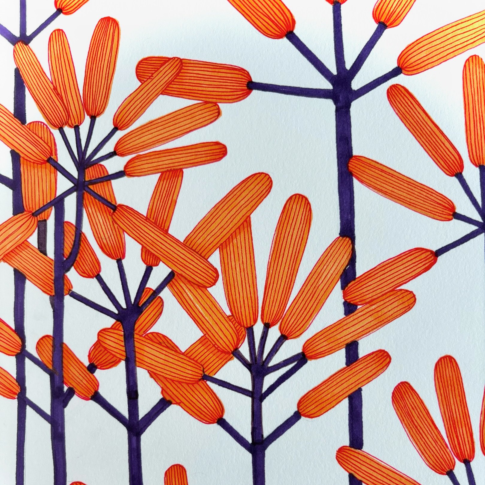 Sketchbook pattern of an aloe plant flower.

&hellip;..

#aloeplant #orangeblooms #boldcolors #surfacepatterndesign #surfacedesigner #flowerpattern #sketchbookartwork