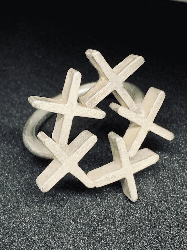 artisan sterling silver ring, covid jewelry, art jewelry in the time of covid tile spaces , statement ring