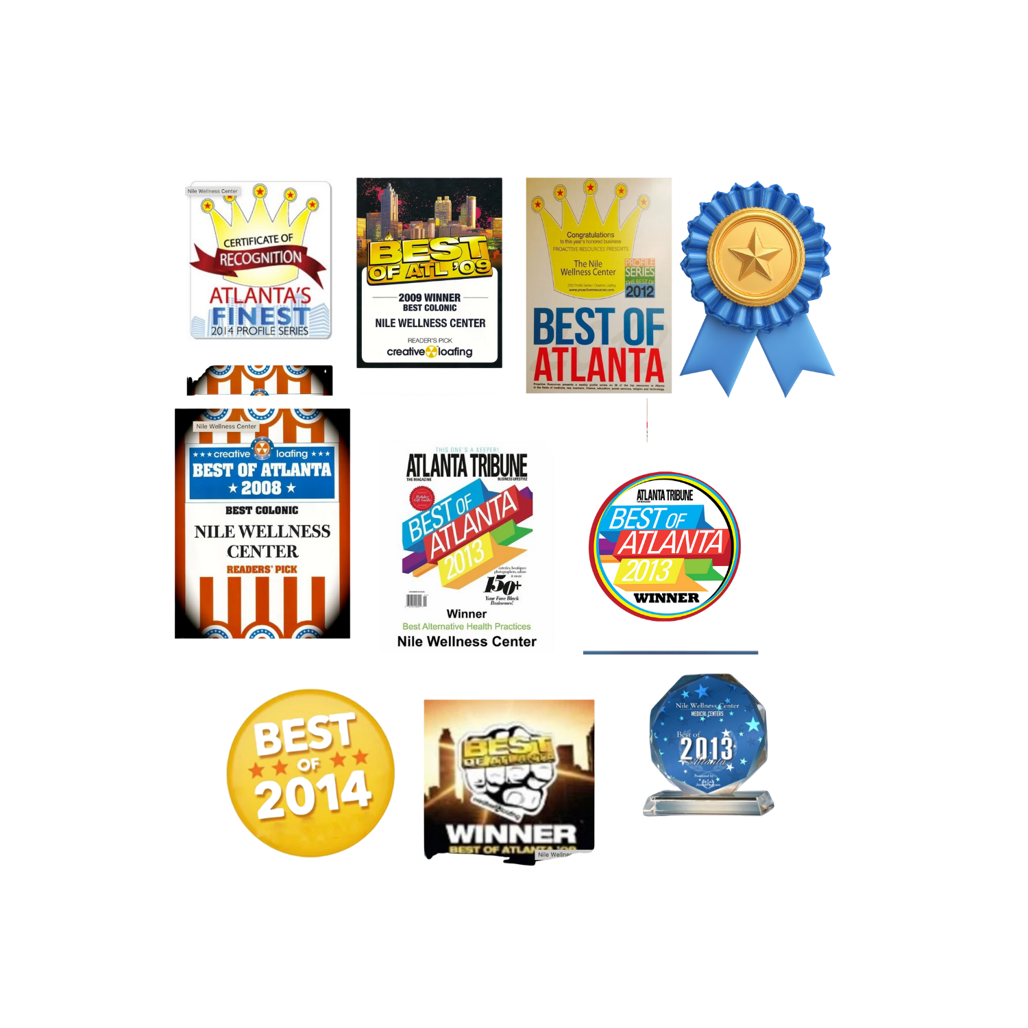 Awards and recognitions earned by Nile Wellness Center as a trusted holistic wellness provider in Atlanta