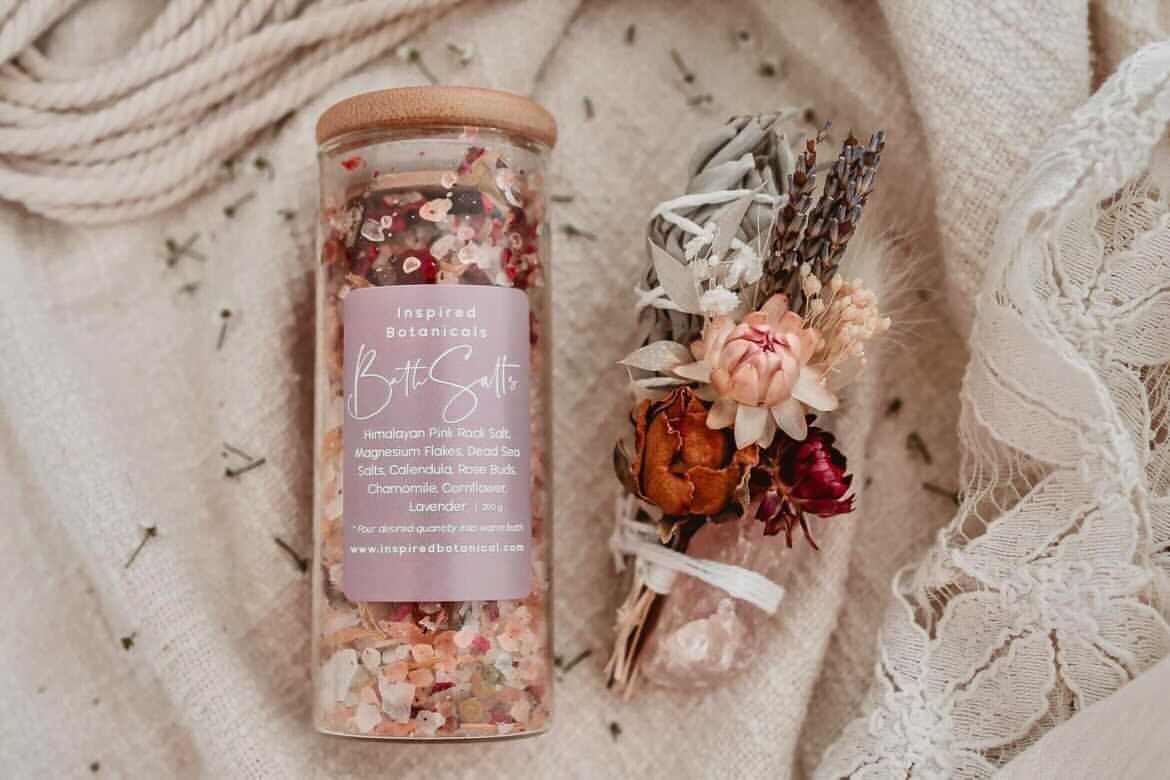 Botanical Bath salts and Australian Sage Smudge stick - Inspired Botanicals