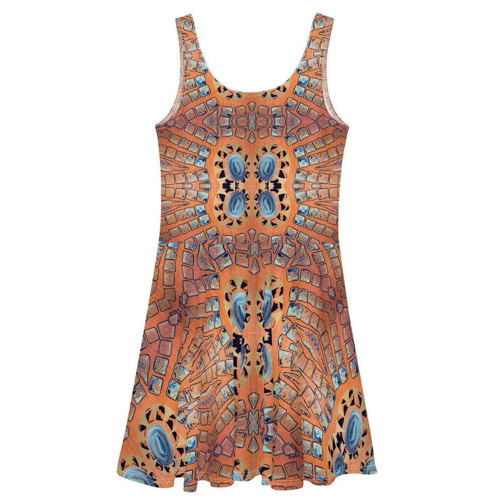 open lace back dress Paradisa Bonita Orange Cotton Sleeveless Midi Dress main image 0