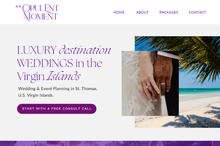 Luxury Semi-custom Website and Branding Update for a Destination Wedding Business