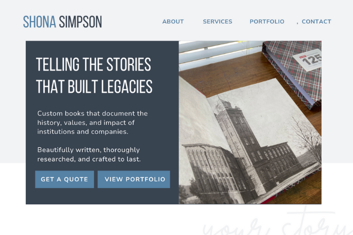 Squarespace Website for Commemorative Book Writer
