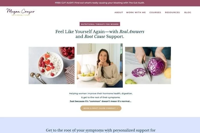 Showit Website and funnel build for functional nutritionist