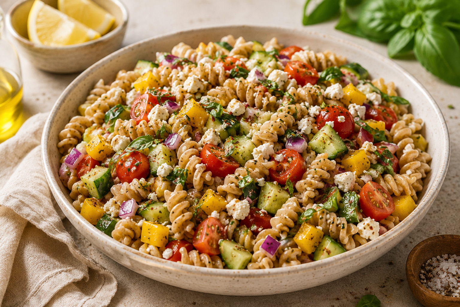 High-Protein Mediterranean Pasta Salad