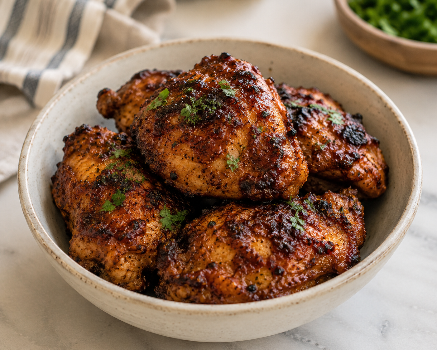 Crispy Air Fryer BBQ Chicken Thighs