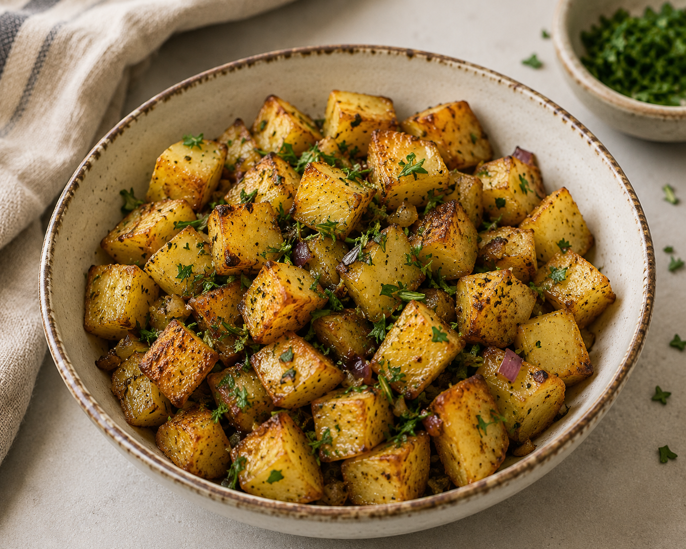 Crispy Air Fryer Potatoes with Rosemary, Garlic &amp; Lemon