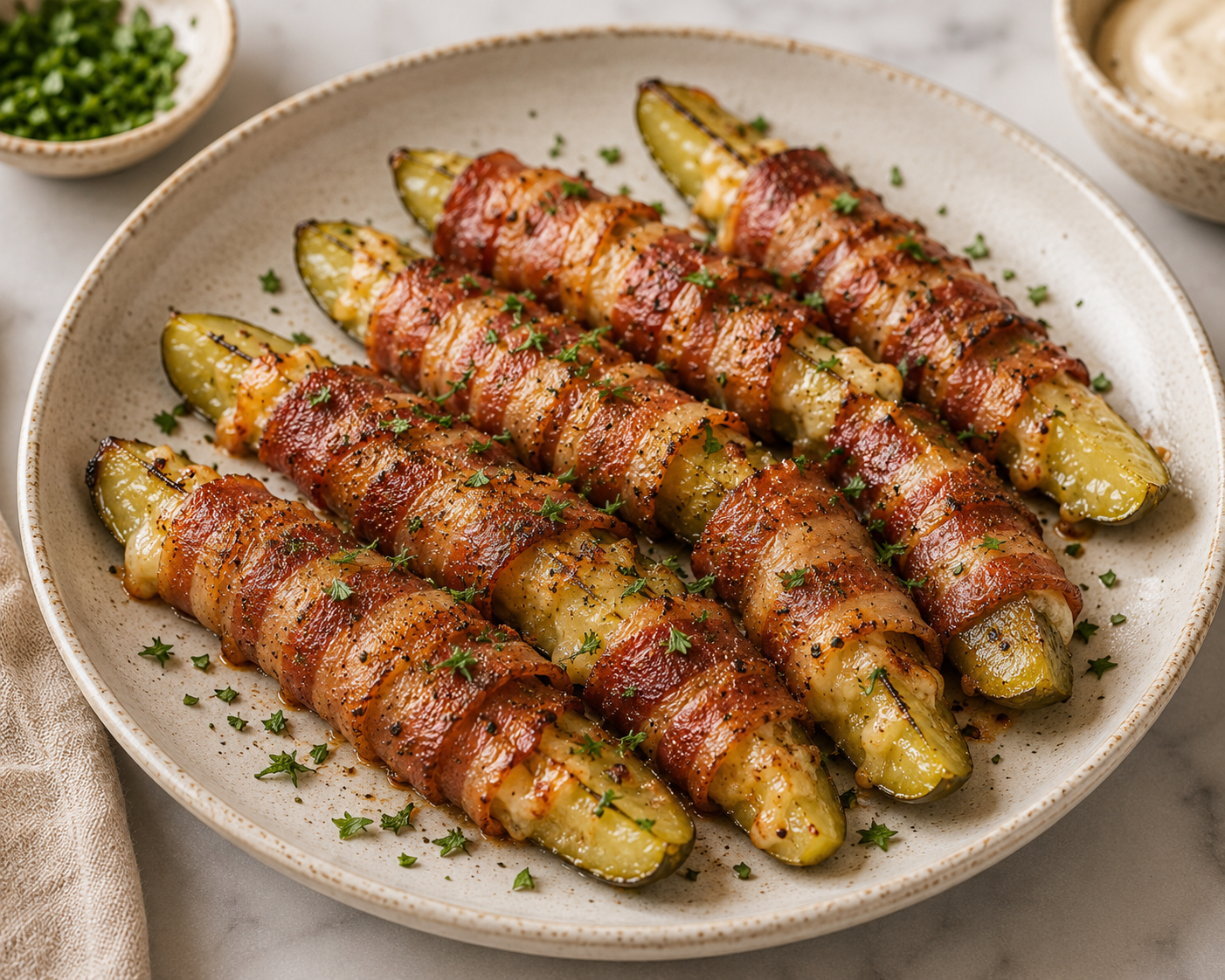 Air Fryer Bacon Wrapped Pickle Spears
