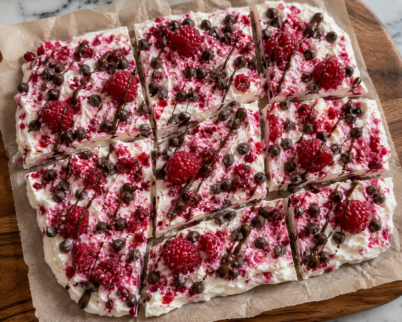 Frozen Yogurt Bark with Raspberries &amp; Chocolate