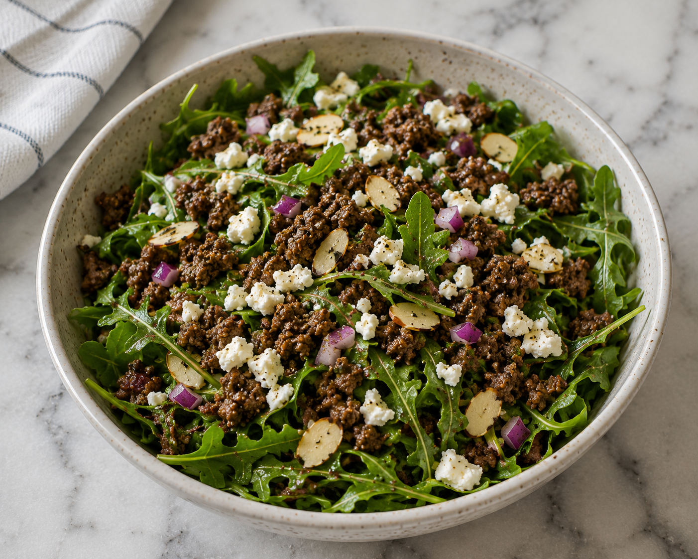 Ultimate Salad: Healthy, Low-Carb Lunch with Ground Beef &amp; Feta