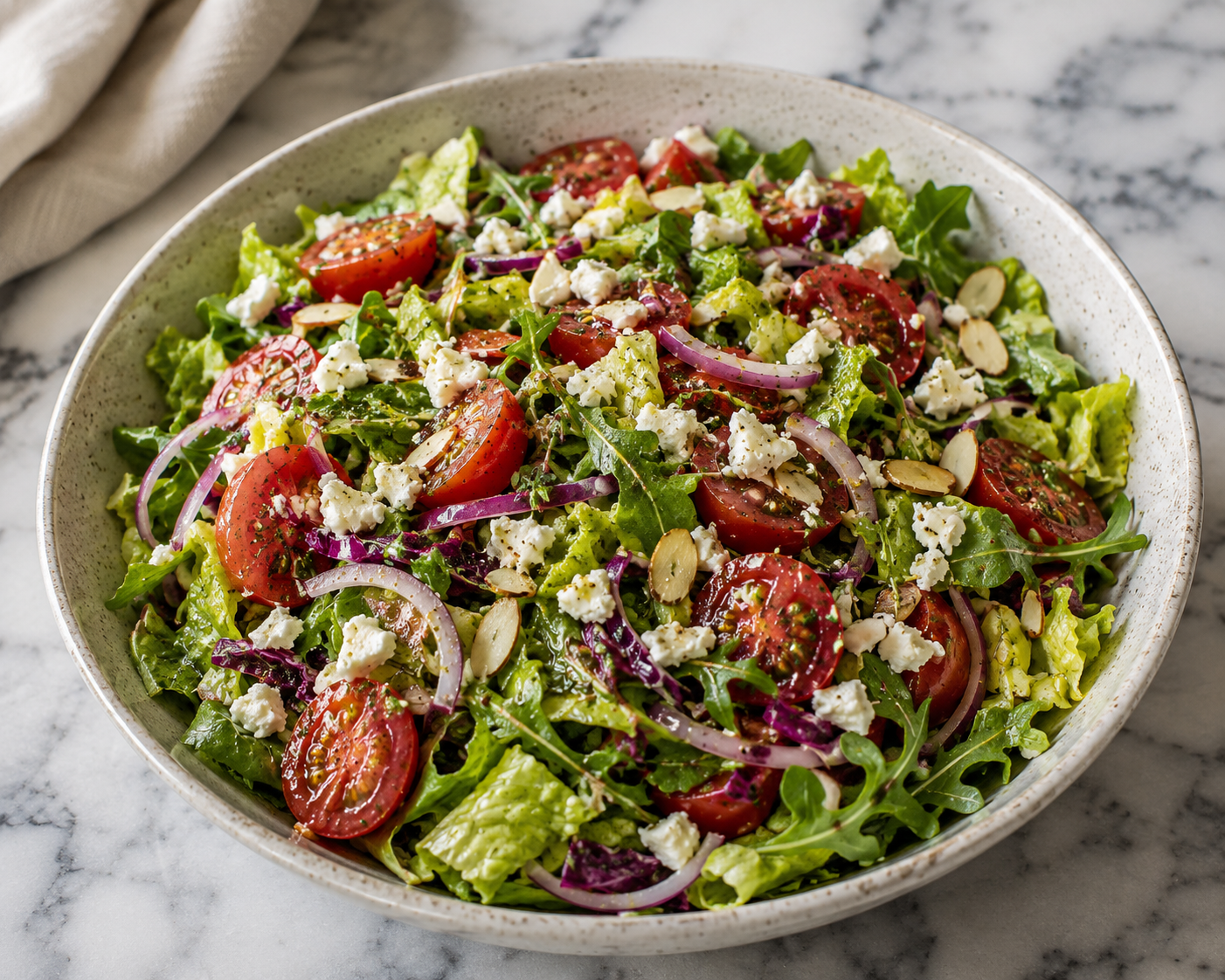 Fresh Italian Summer Salad with Arugula, Romaine, and Microgreens