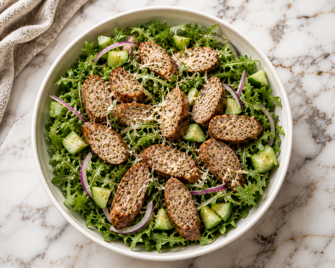 Sausage &amp; Arugula Salad with Parmesan and Balsamic