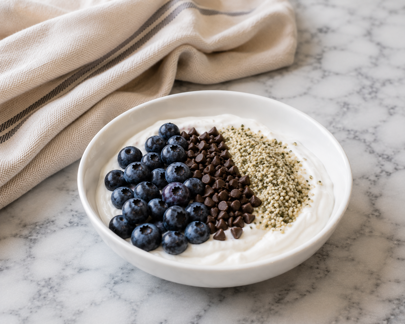 Blueberries, Hemp Seeds &amp; Chocolate Chips High Protein Yogurt