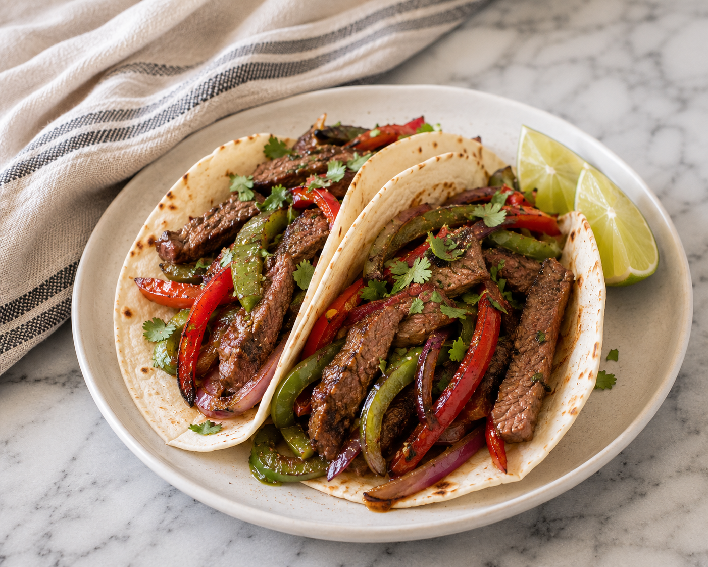 Air Fryer Steak Fajitas with Peppers and Onions