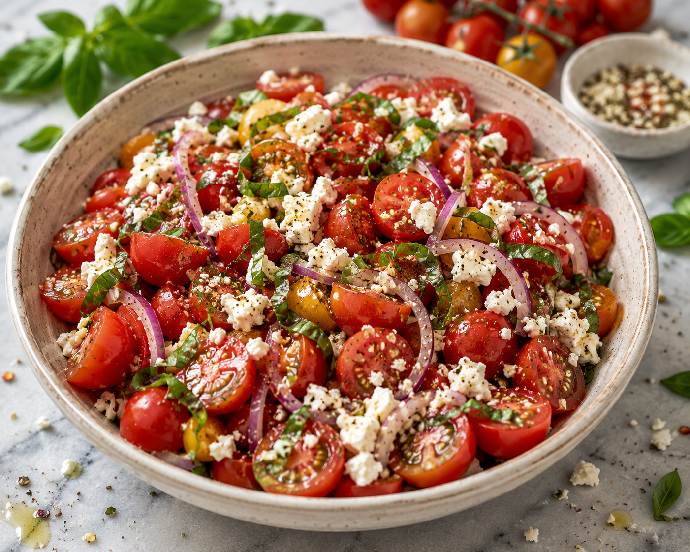 Zesty Cherry Tomato Salad with Feta &amp; Basil