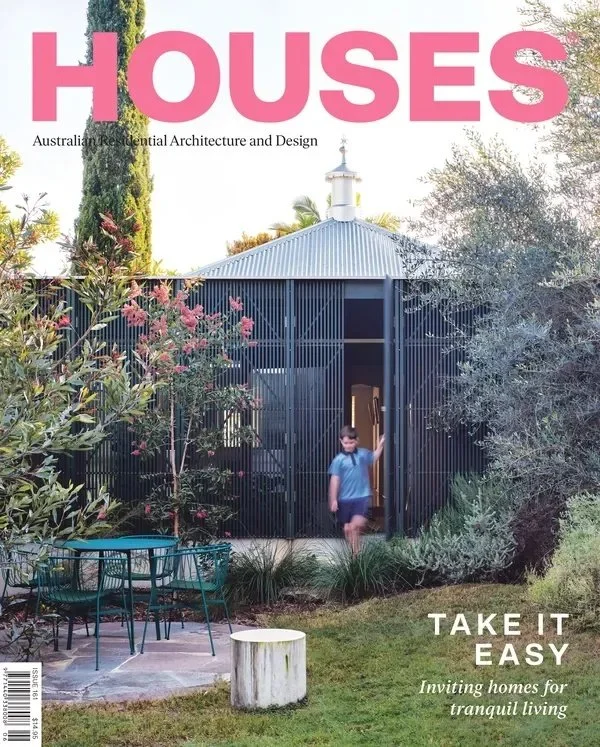 Houses magazine cover featuring a garden-facing residential project and architectural design coverage.