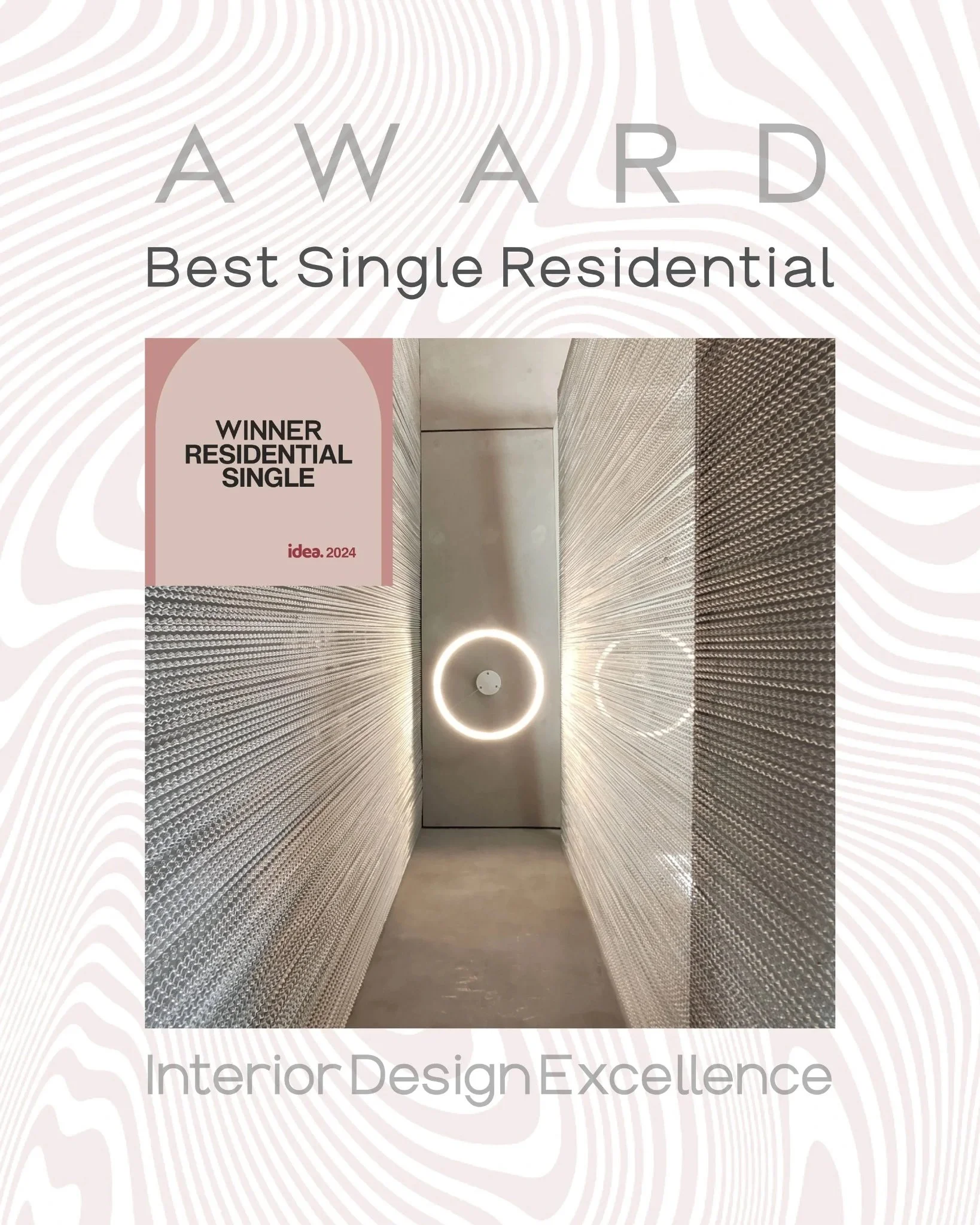 Interior Design Excellence Awards winner graphic for Terrace House Mirage single residential category.