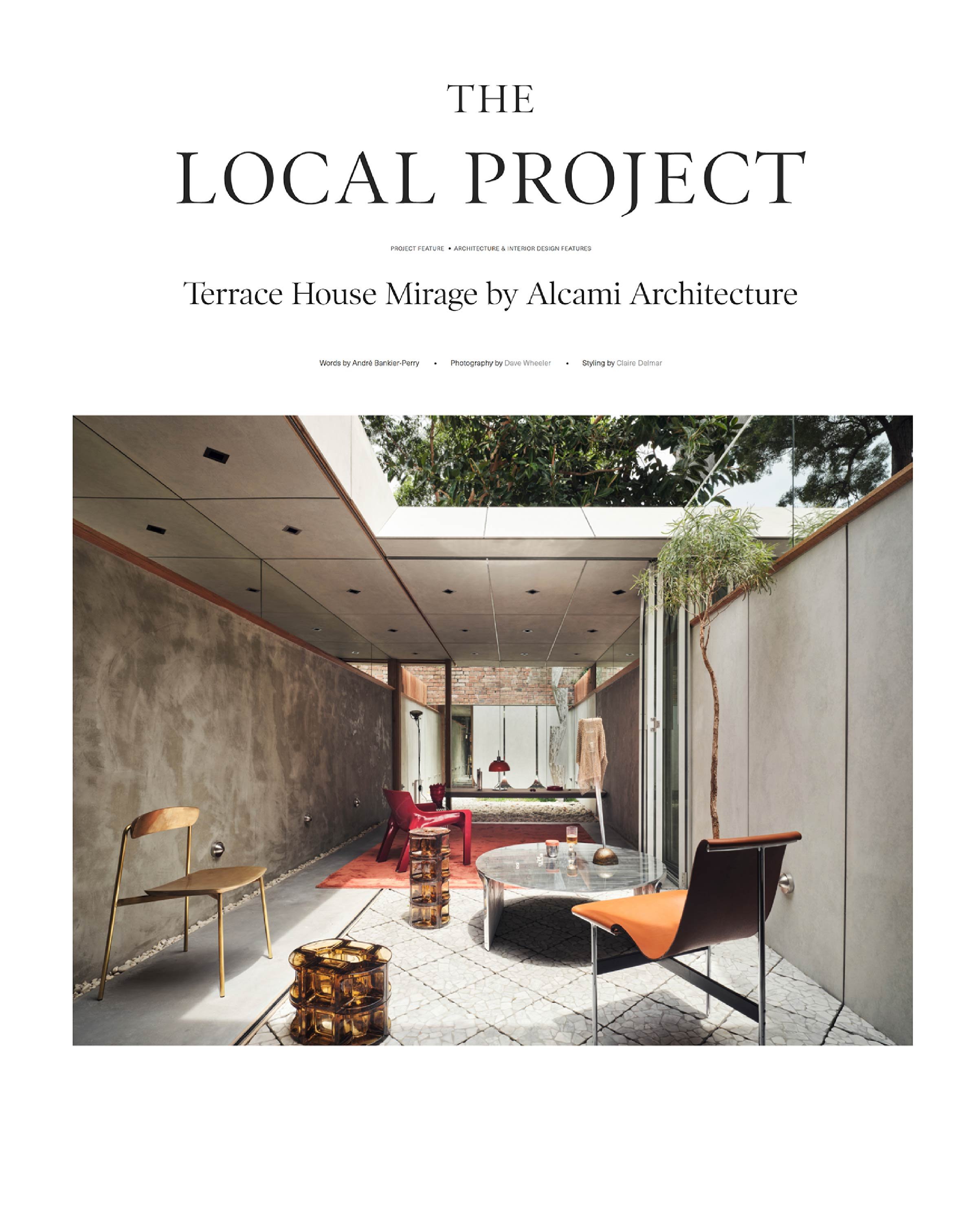 The Local Project article screenshot featuring Terrace House Mirage and Alcami Architecture.