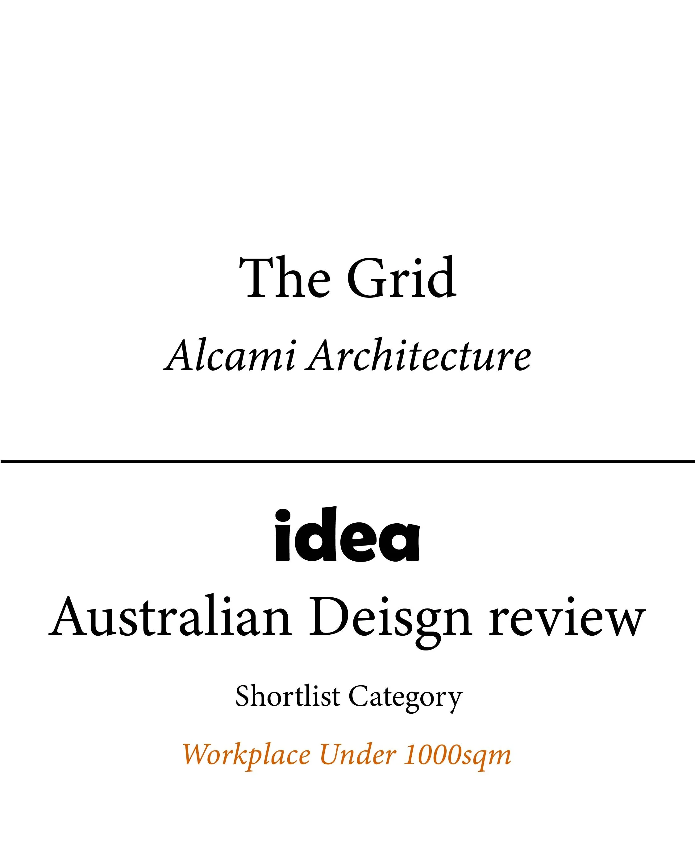 Interior Design Excellence Awards shortlist graphic for The Grid workplace interior project.