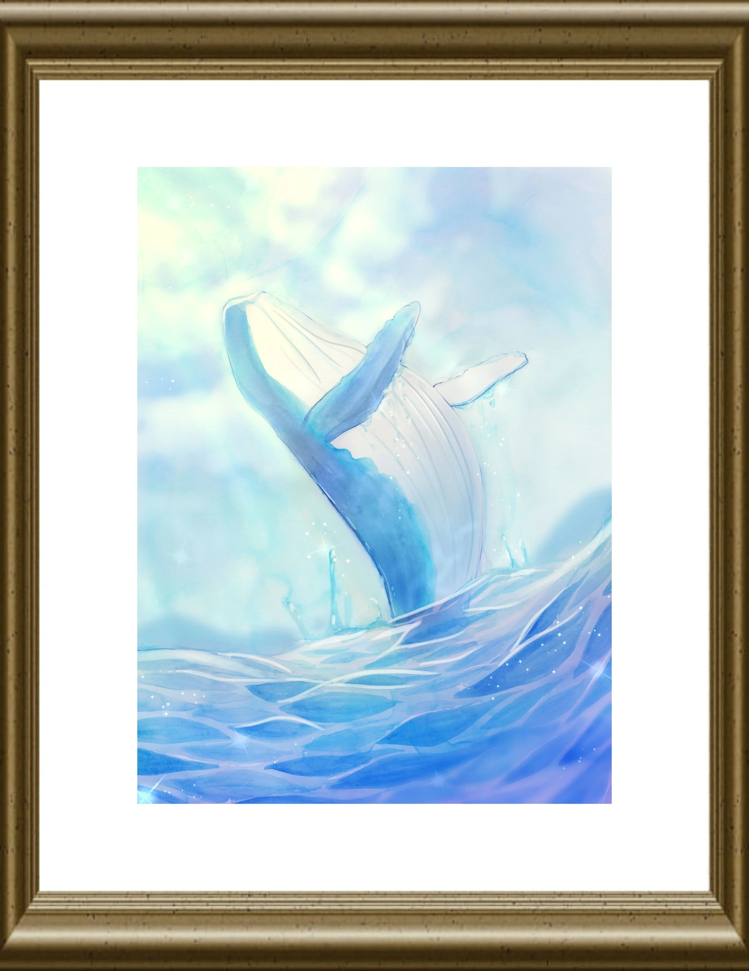Blue Ocean Breaching (Matted, Framed).jpg