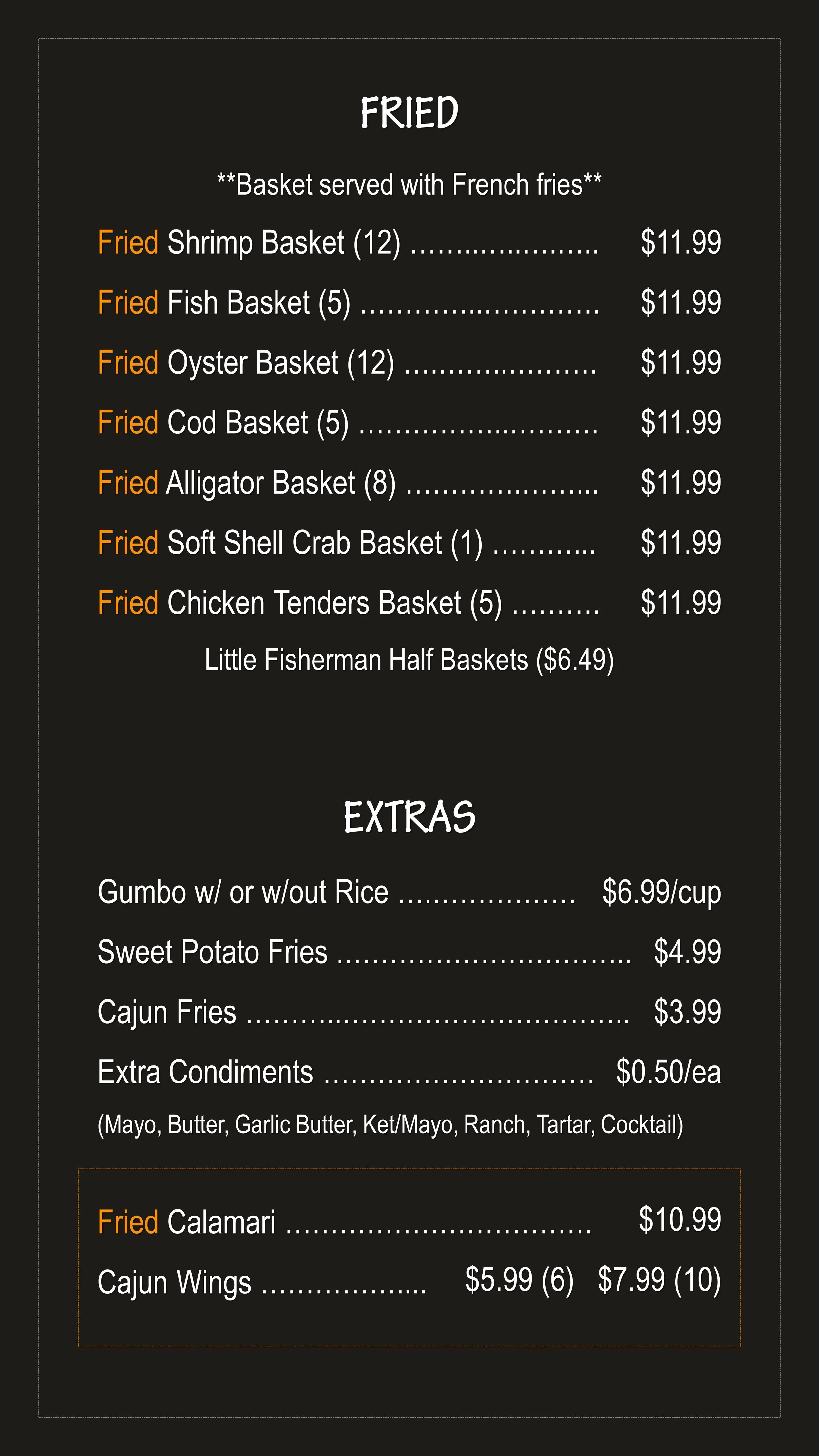 LA Fisherman - Beltway 8 Menu — LA Fisherman