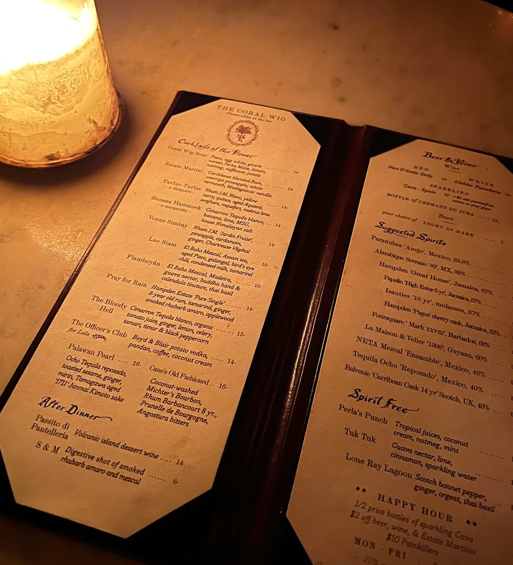 open menu at the coral wig baltimore