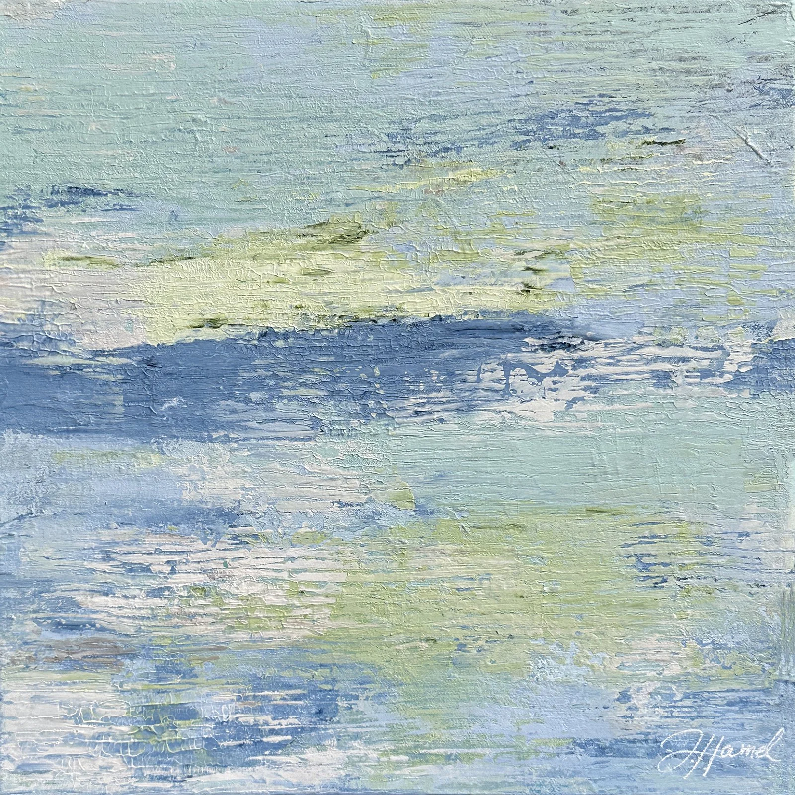Small original abstract water painting inspired by the soft colors and gentle movement of shallow water.