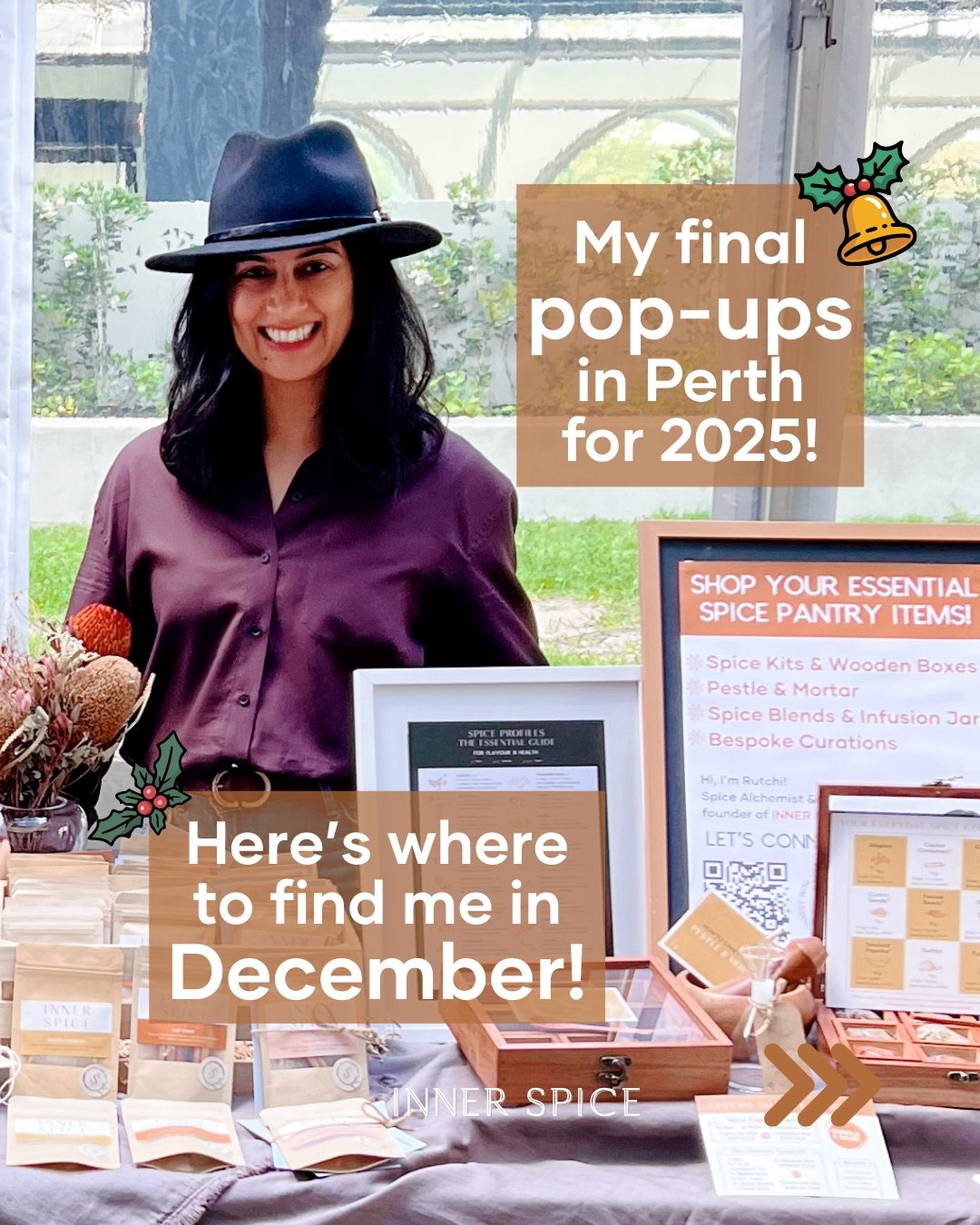 📣Perth&hellip; this is your last chance to shop Inner Spice in person before Christmas!🎁✨

👏🏽We&rsquo;re down to my final pop-ups of 2025, and if you&rsquo;re hunting for gifts that aren&rsquo;t the same old thing, come by and say hello🎉
 💫Thin