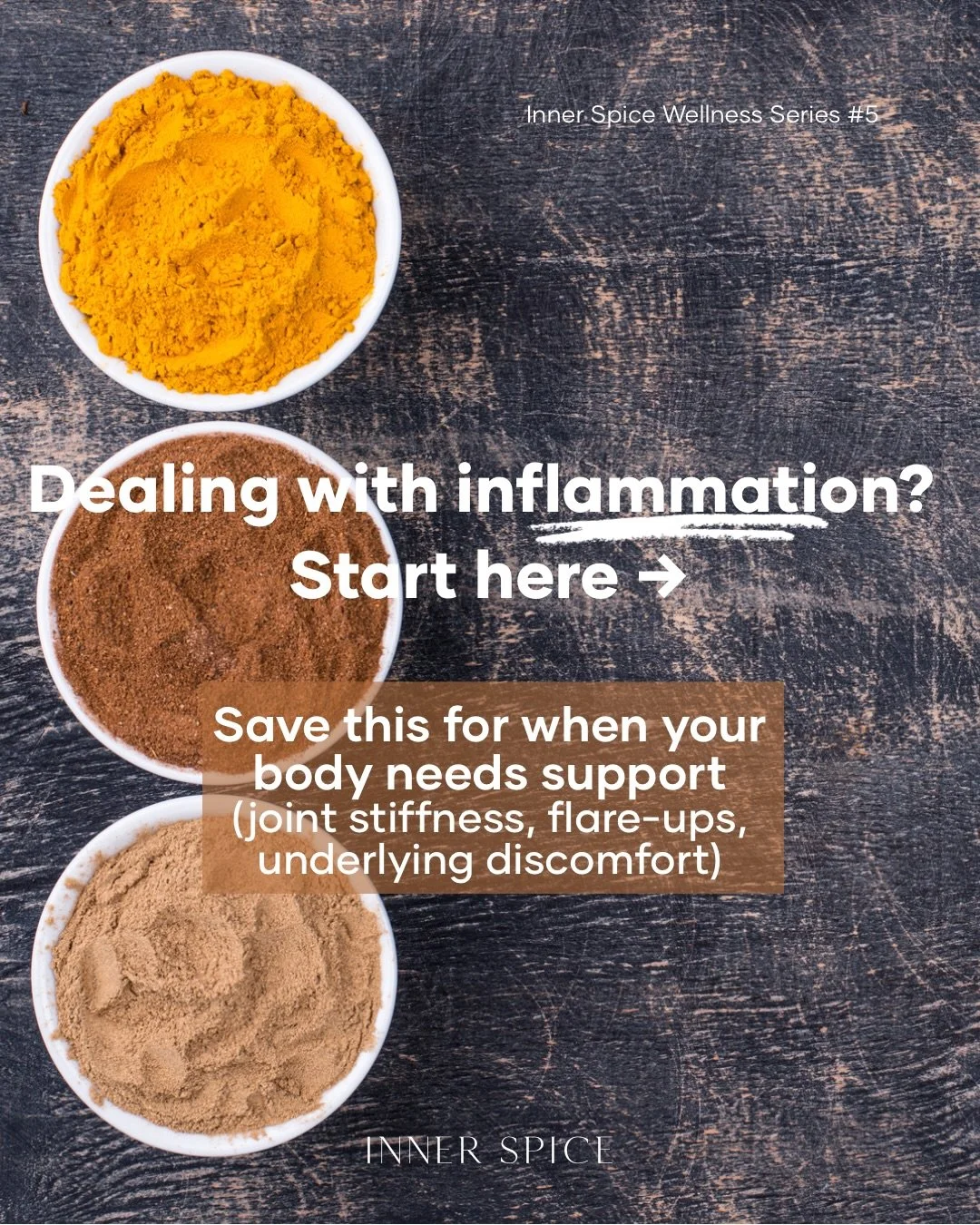 Inflammation isn&rsquo;t always obvious - sometimes it&rsquo;s the stiffness, the fatigue, the quiet discomfort🔥

🧡These everyday spices (turmeric, ginger, cinnamon) are simple ways to support your body naturally through food.

📌Save this post so 
