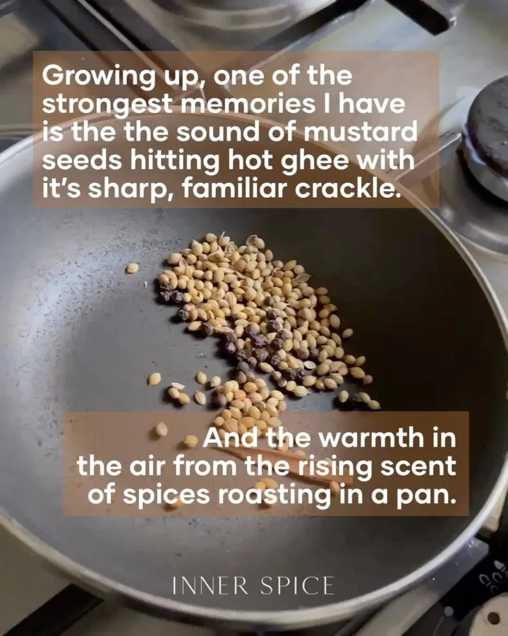 Some of the strongest memories I carry aren&rsquo;t visual - they&rsquo;re sensory🧡

💫The crackle of mustard seeds in hot ghee, the warming aroma of spices filling the air, and the quiet confidence of my mum reaching into her spice box - never meas
