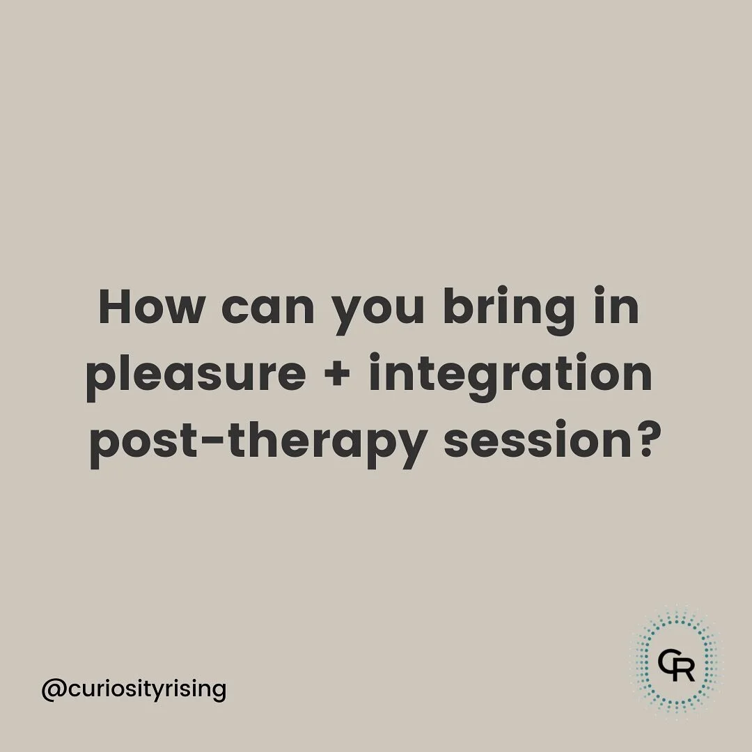 Therapy is often really tough work. So much can get stirred up emotionally, mentally, physically, and spiritually in a 50-minute session. Having intentional space afterwards to process + integrate the experience as well as incorporate fun + pleasure