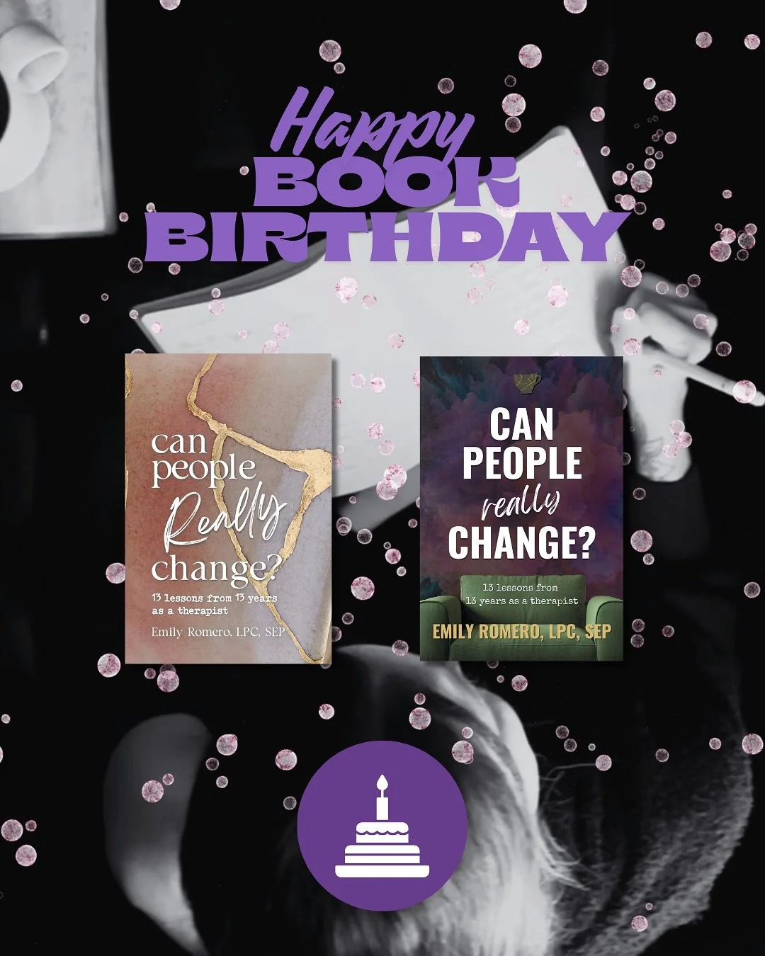 🎉 Celebrating CAN PEOPLE REALLY CHANGE? being out in the world for ONE YEAR!! 🎉
A couple cool moments from the past year of being a published author…
🌀 Amazon Best Seller in multiple categories
🌀 Seeing the book cover turned into a CAKE