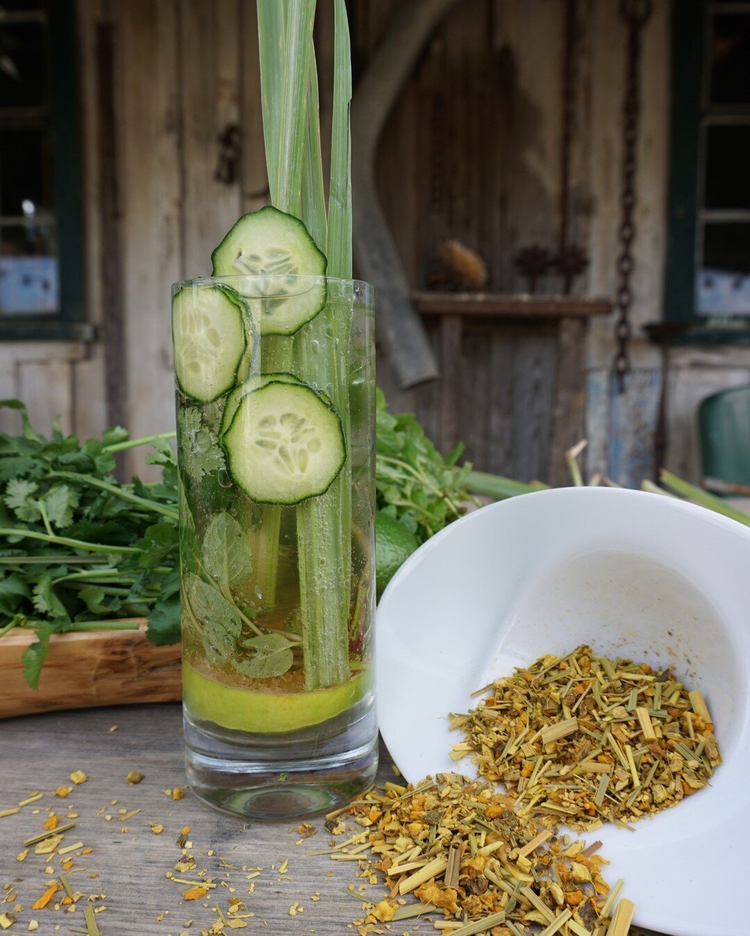 One of our featured cocktail creations for opening day of A Day in the Park last weekend was &quot;Spring Forward&quot; made with coriander infused vodka, lemongrass from our garden, cucumber, mint, lime and a turmeric/ginger tincture. Get a taste of