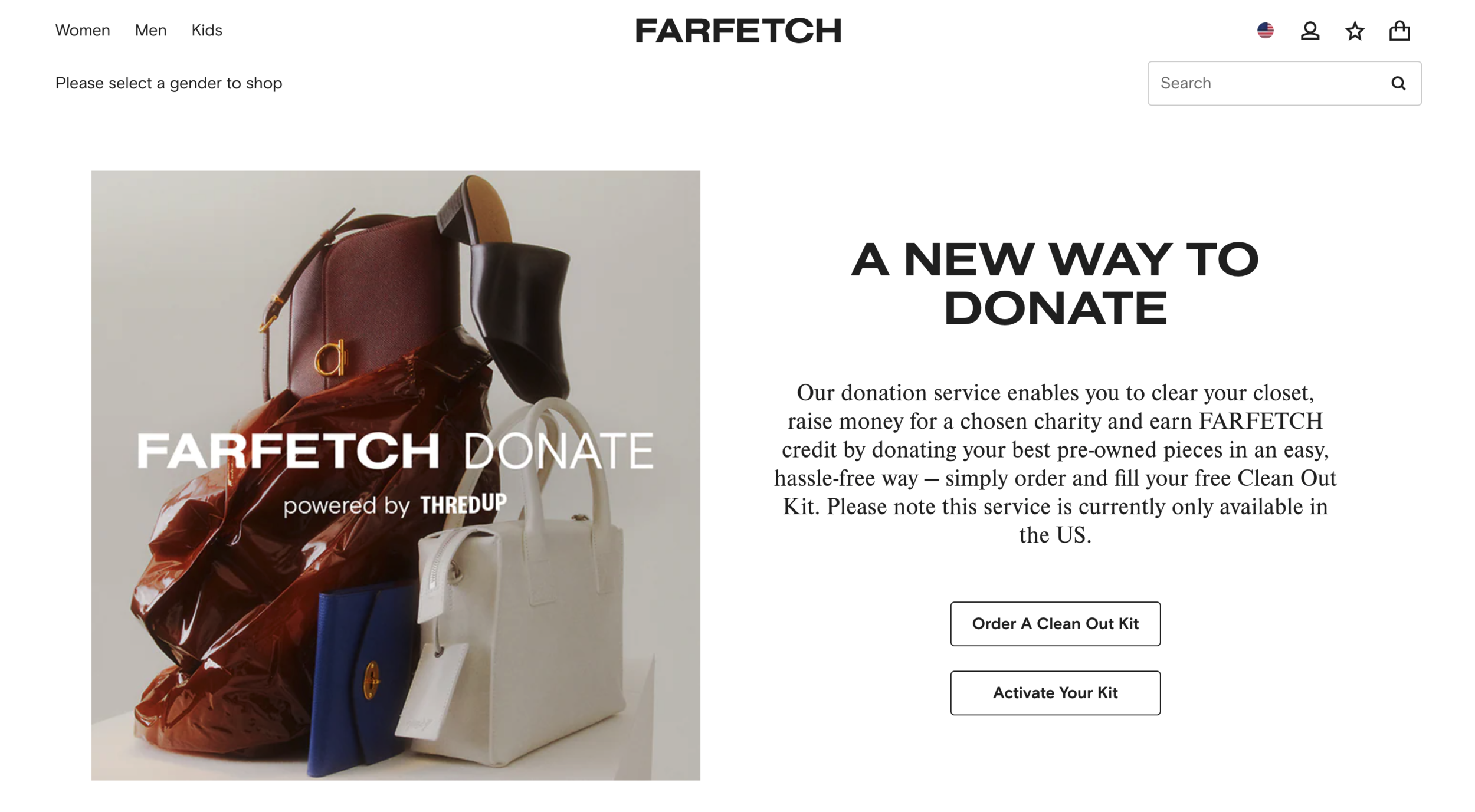 FARFETCH Launches Donate Service in US, Powered by New White Label Offering from thredUP’s Resale-as-a-Service.