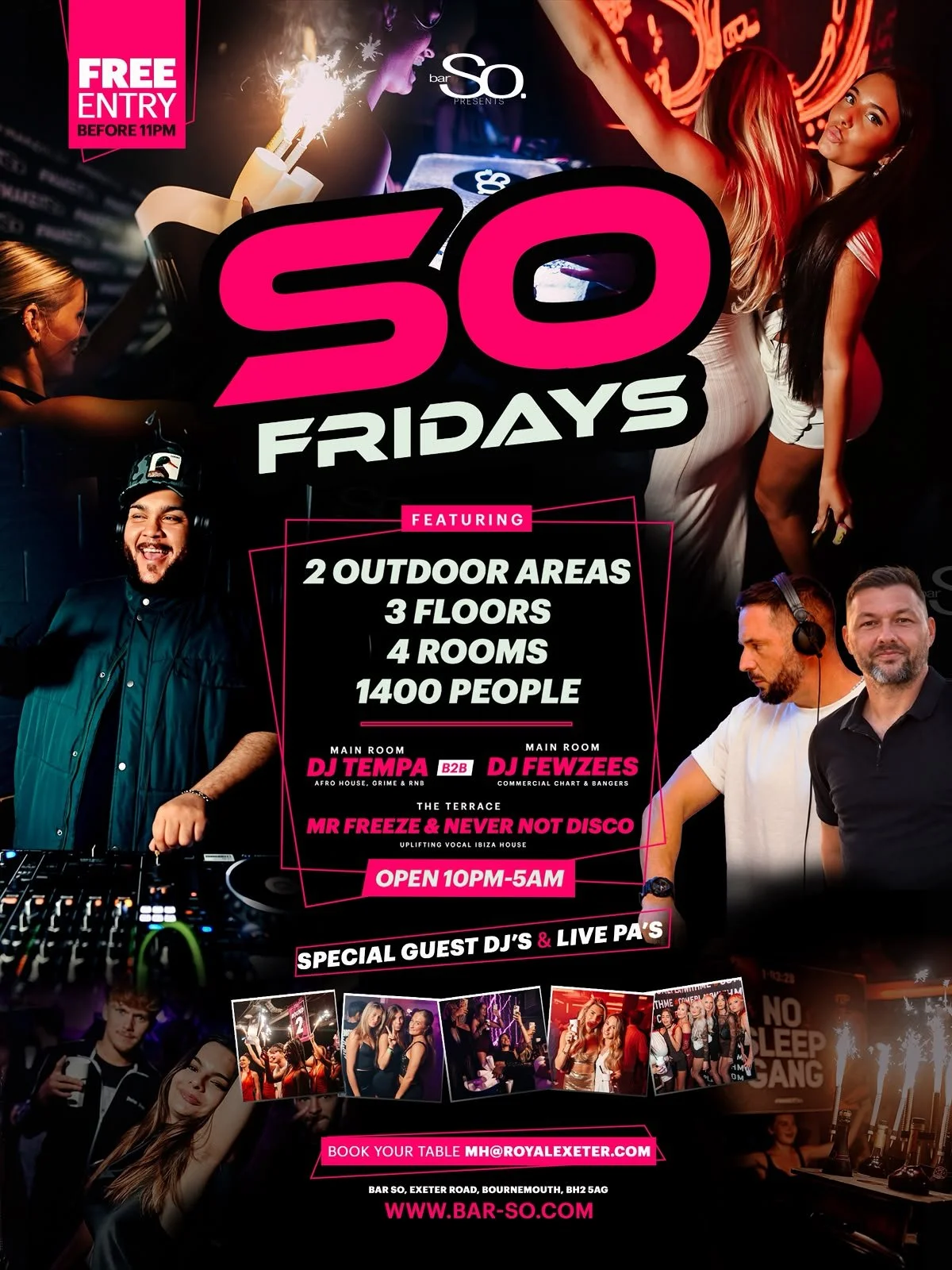 Bar So Fridays Nights Bournemouth – three-room nightclub event with DJs playing house, Latin and global music