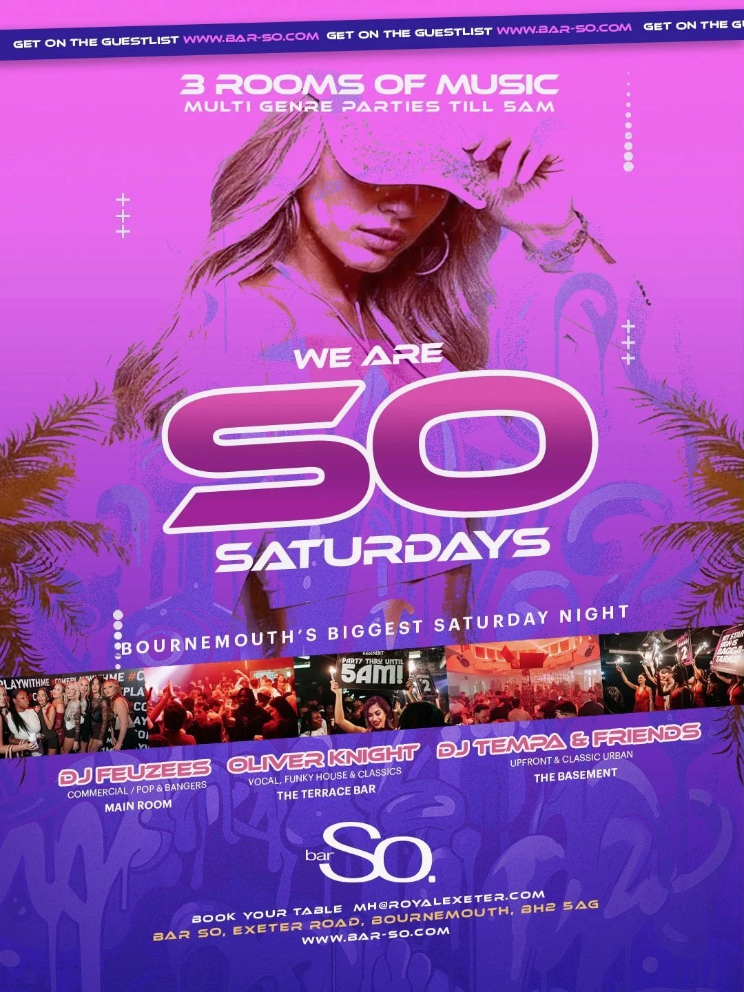 Bar So nightclub Bournemouth Saturdays – multi-room party with DJs, commercial, house and urban music till 5AM