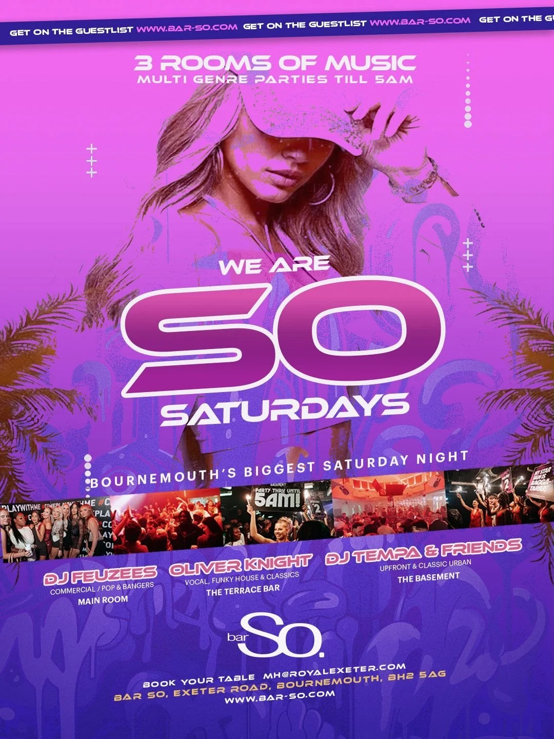 Bar So nightclub Bournemouth Saturdays – multi-room party with DJs, commercial, house and urban music till 5AM