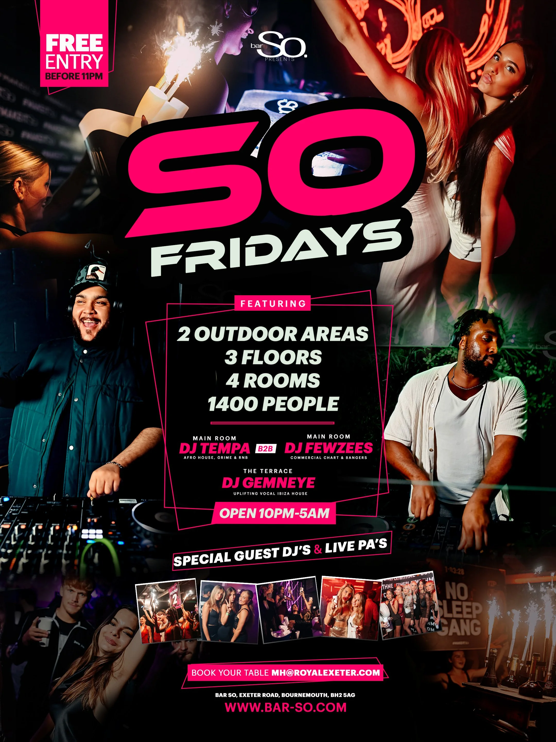 Bar So Fridays Nights Bournemouth – three-room nightclub event with DJs playing house, Latin and global music