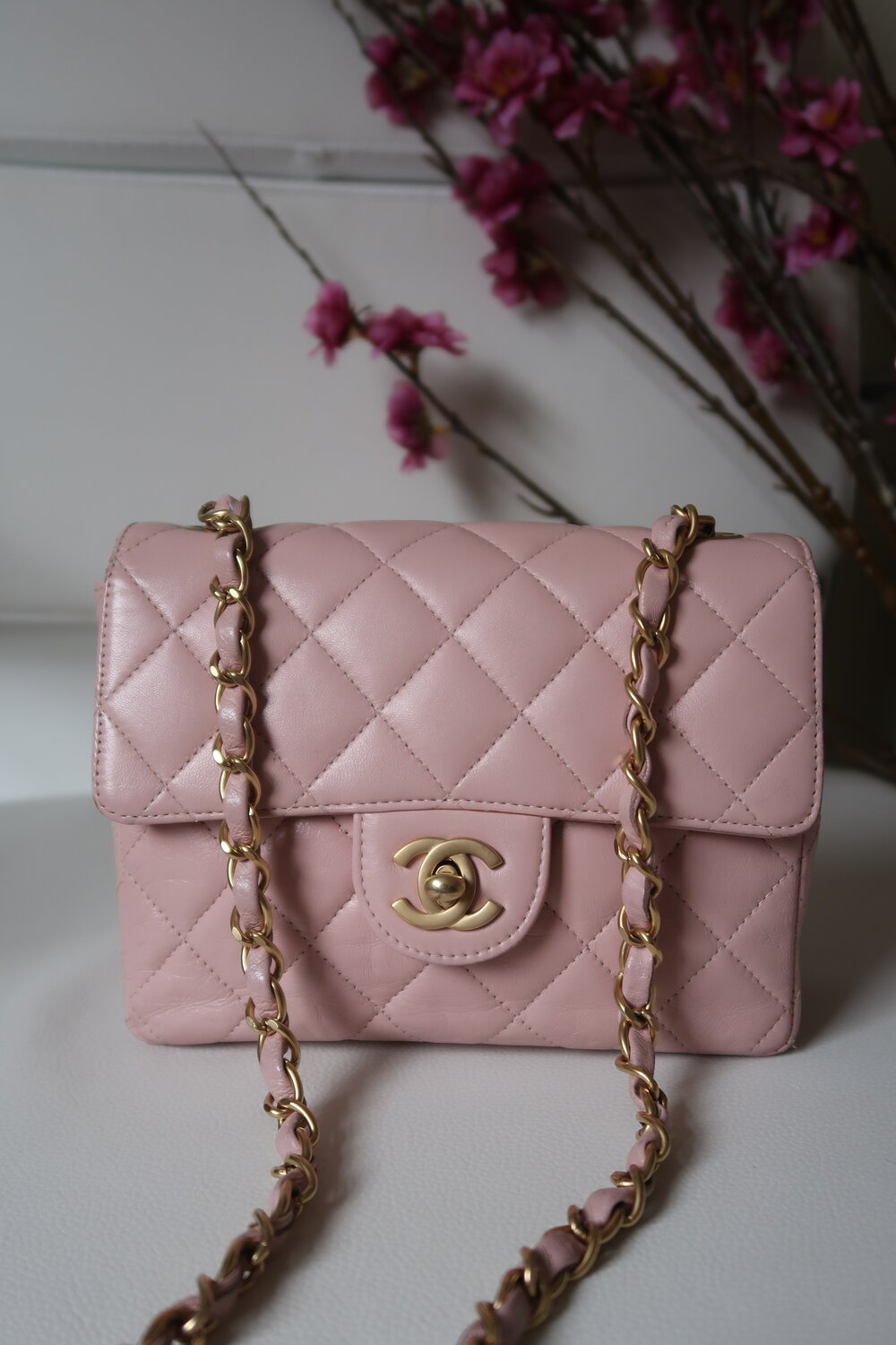 Chanel Vintage Pink Lambskin Small Flap Bag Chanel