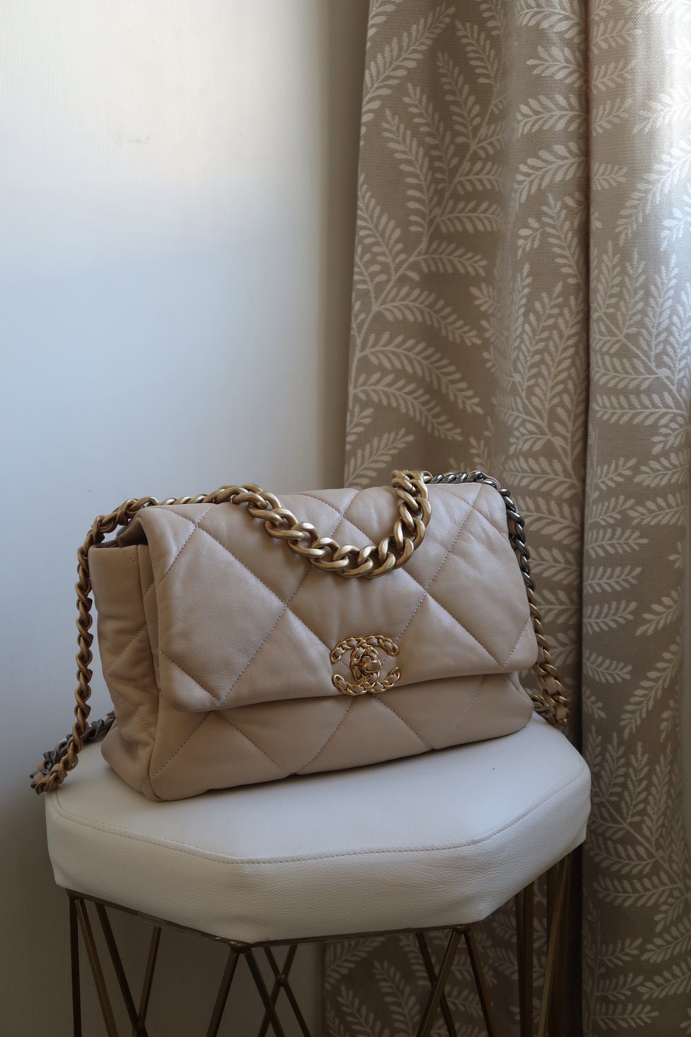 Chanel 19 Beige Flap Bag — Blaise Ruby Loves