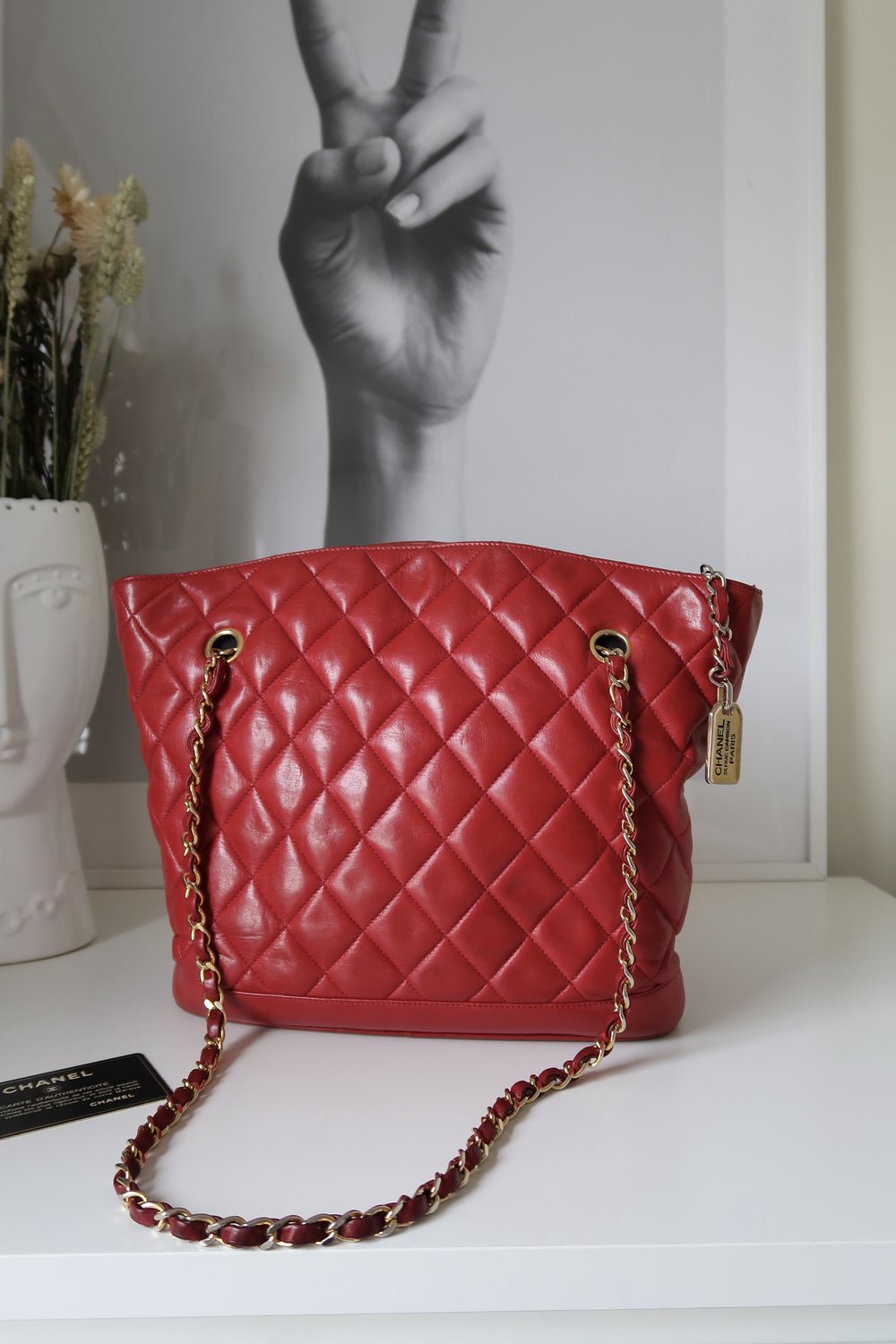 Vintage Chanel Red Quilted Tote Bag (1989-1991 series) — Blaise Ruby Loves