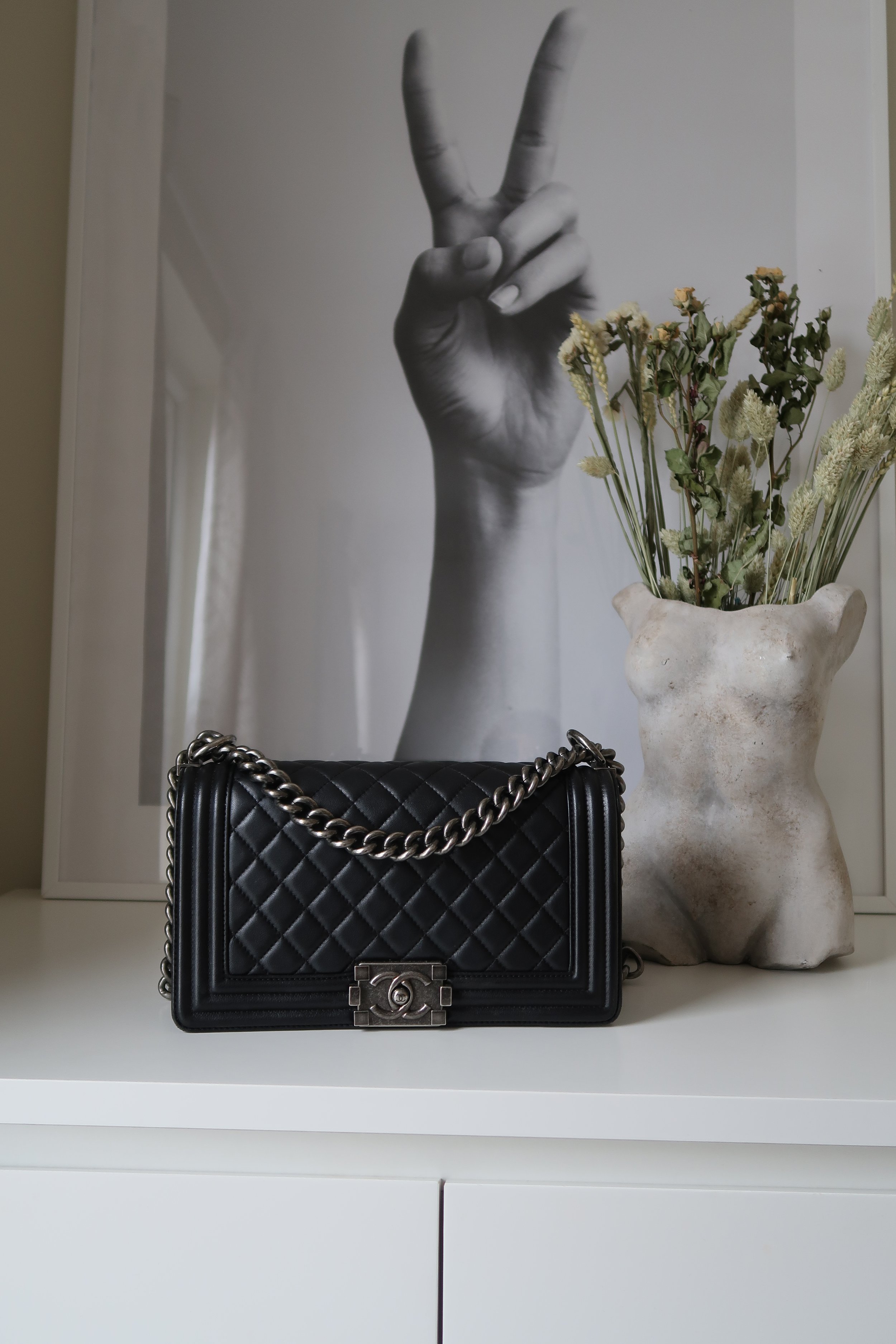 Chanel Medium Boy Bag Black Silver Hardware — Blaise Ruby Loves