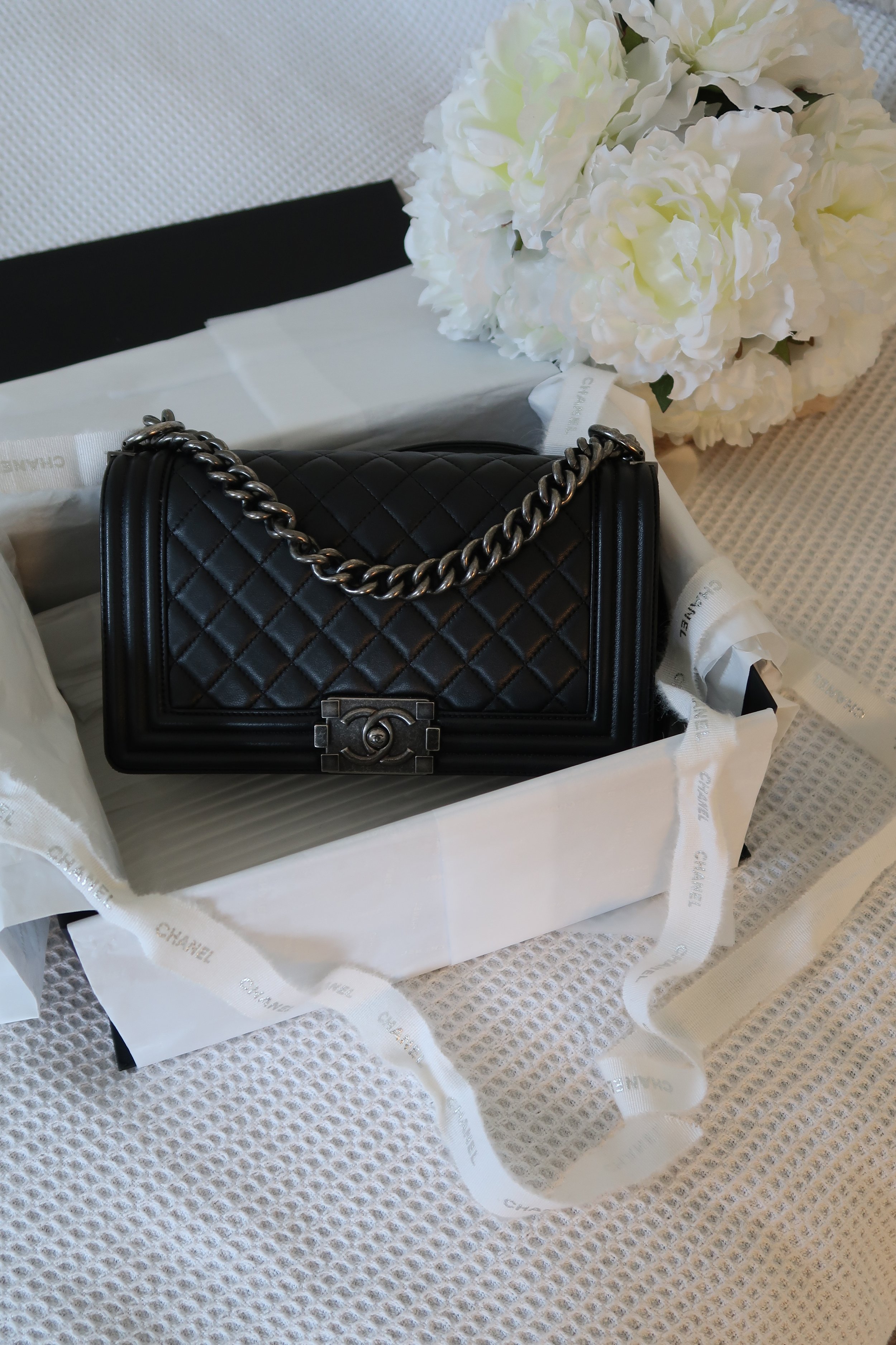 Chanel Medium Boy Bag Black Silver Hardware — Blaise Ruby Loves