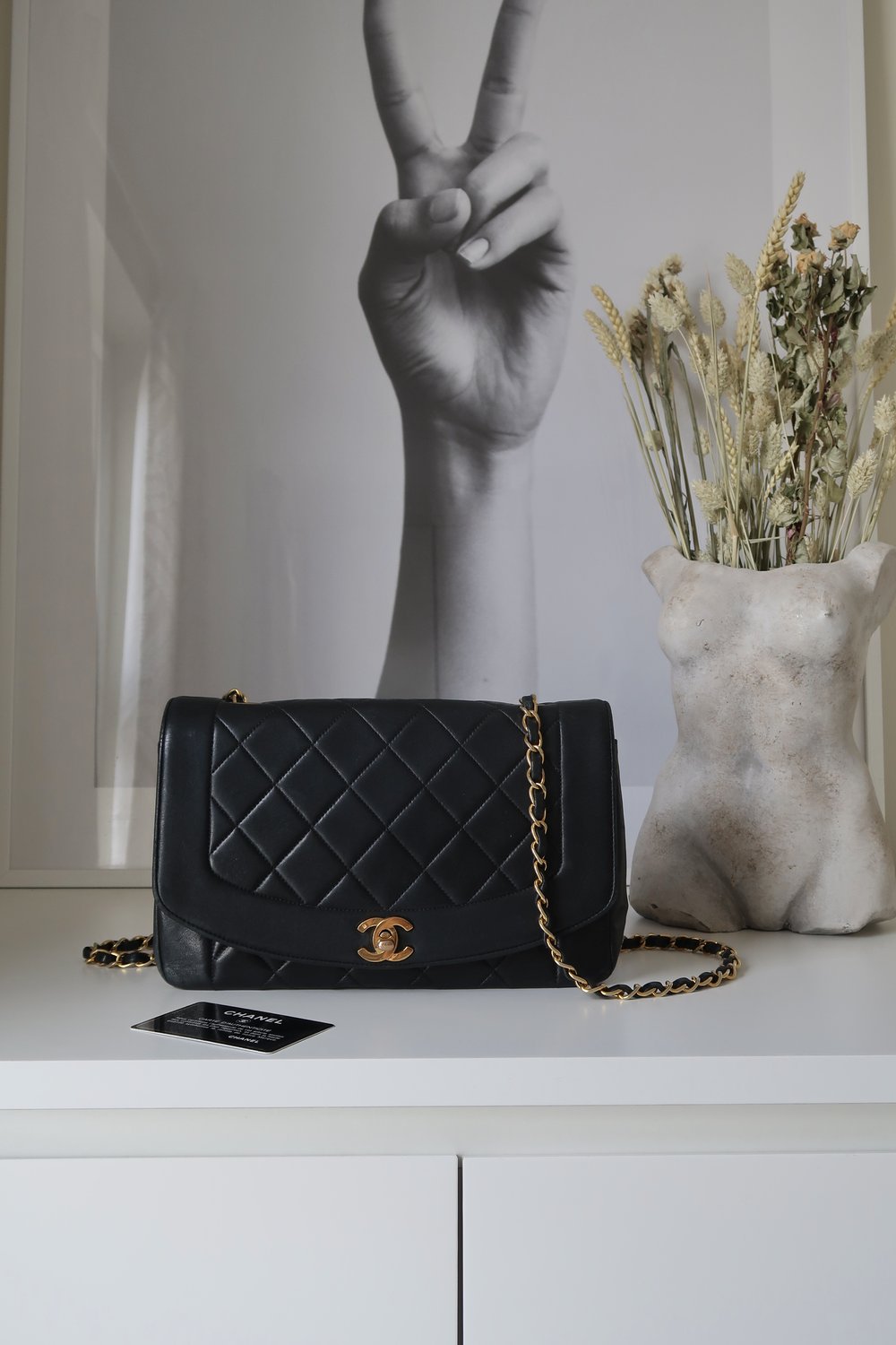 Vintage Chanel Black Quilted Diana Flap Bag - 2 series (1991
