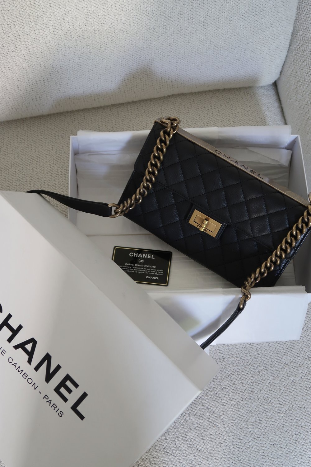 Chanel 2.55 Black Shoulder Bag Plaque, 2012 — Blaise Ruby Loves
