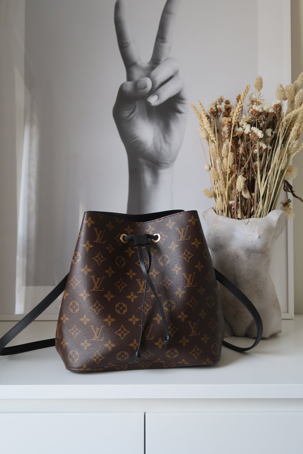 Louis Vuitton NeoNoe Monogram And Black Bucket Bag — Blaise Ruby Loves