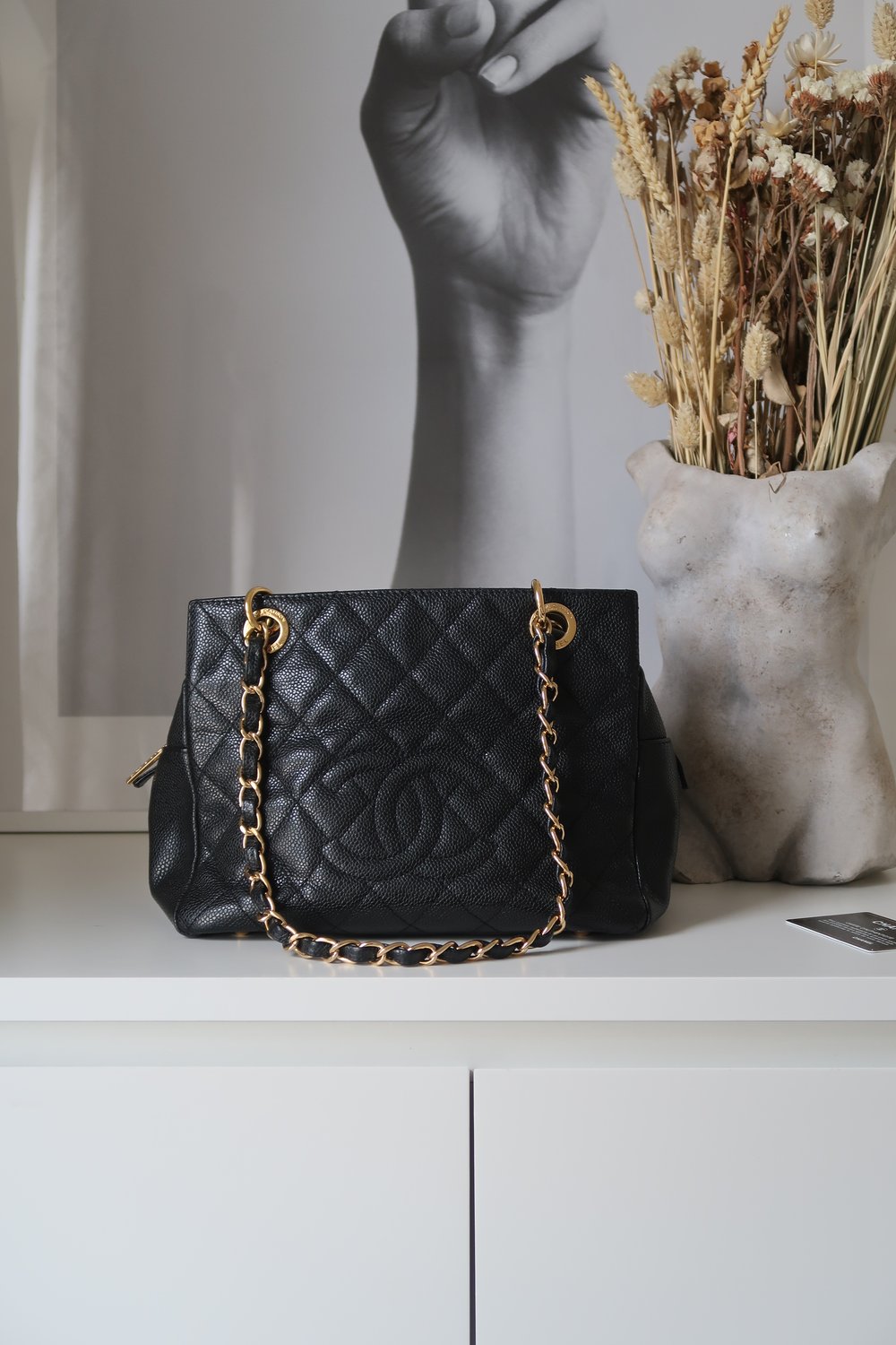 Chanel Shopping PST Petite Tote Caviar Black Leather — Blaise Ruby Loves