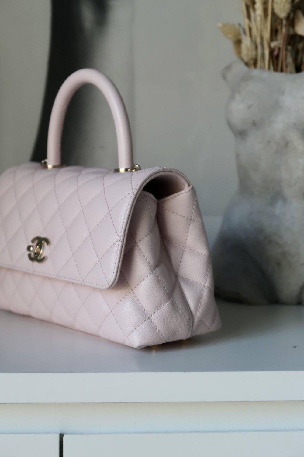 Chanel Light Pink Caviar Leather Coco Top Handle Mini — Blaise