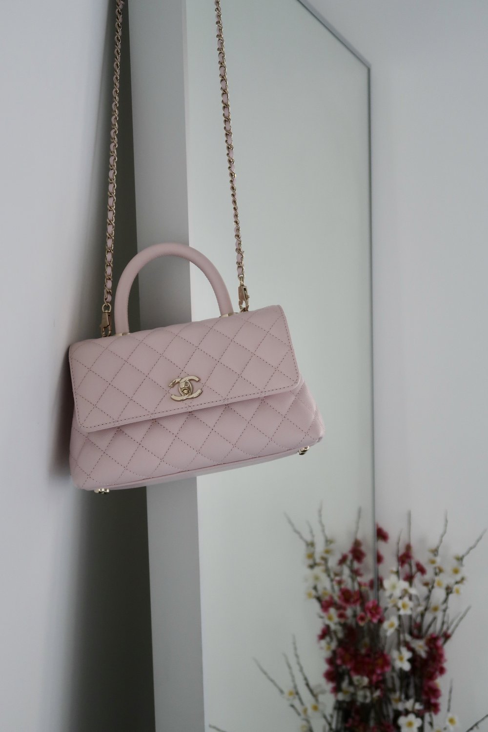Chanel Light Pink Caviar Leather Coco Top Handle Mini — Blaise